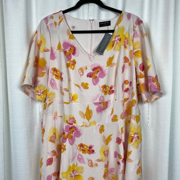 Lane Bryant Pink Floral Lena V Neck Midi Dress Sz.20W NWT - Picture 5 of 16